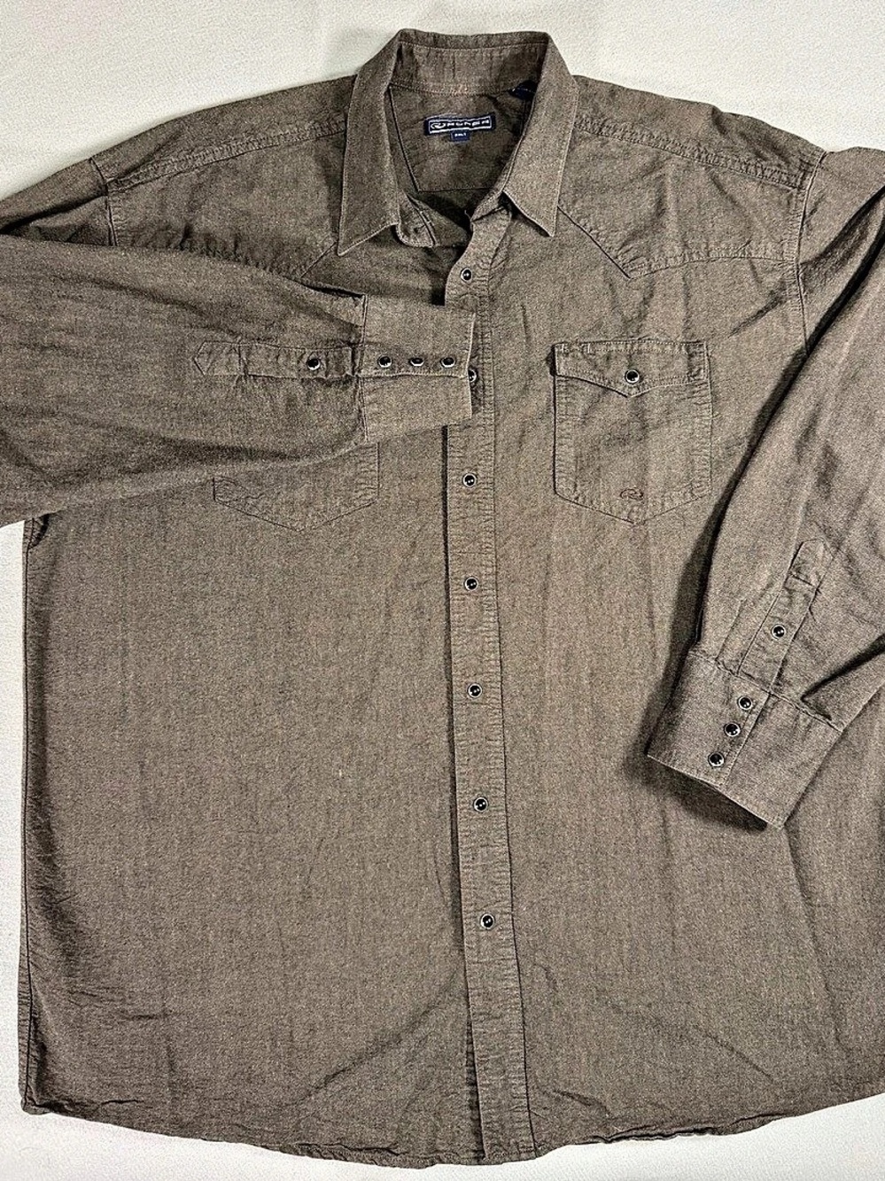 Roper Men's Button Down Shirt Brown 2XL